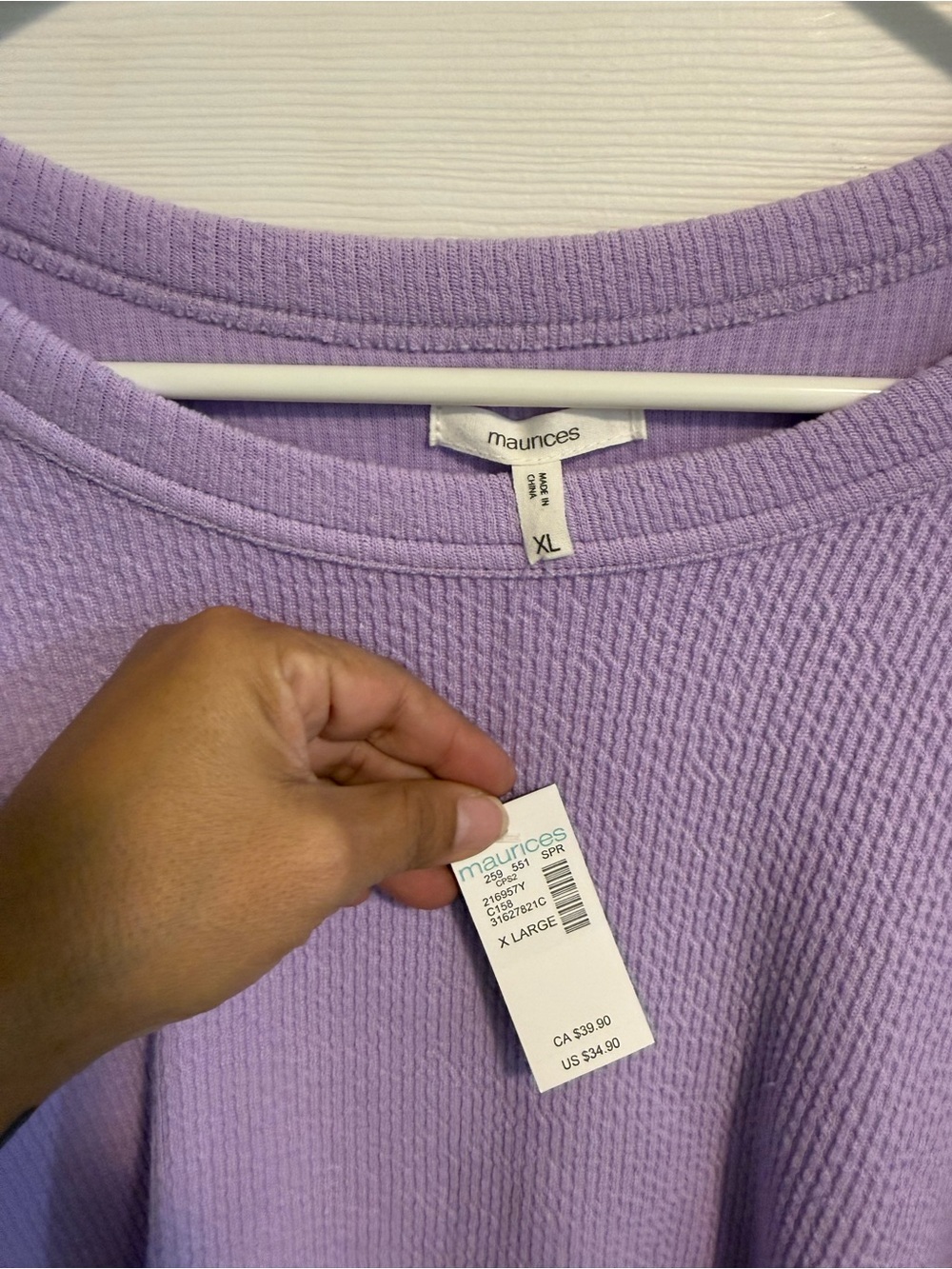 NWT Maurice’s Lilac Waffle Knit Oversized Pullover - Picture 3 of 7